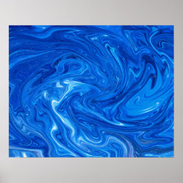 Eenvoudig en elegant blauw Abstract kunstwerk | Poster