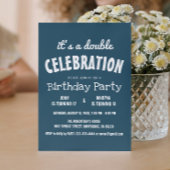 Eenvoudig en elegant blauw dubbel verjaardagsfeest kaart