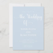 Eenvoudig en elegant blauw en wit huwelijk kaart (Voorkant)