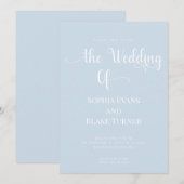 Eenvoudig en elegant blauw en wit huwelijk kaart (Voorkant / Achterkant)