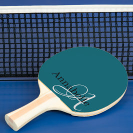 Eenvoudig en Elegant Blauw monogram en naam Tafeltennisbatje