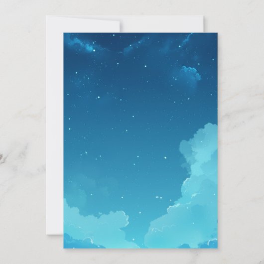 Eenvoudig en elegant blauw vrijgezellenfeest kaart (Achterkant)