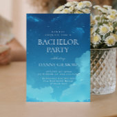 Eenvoudig en elegant blauw vrijgezellenfeest kaart