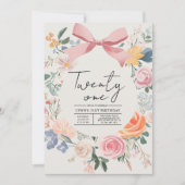 Eenvoudig en Elegant bloemenfeest 21e verjaardag Kaart (Voorkant)
