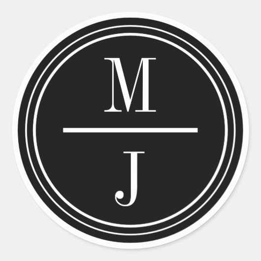 Eenvoudig en elegant bruiloft monogram Favor Stick Ronde Sticker (Voorkant)