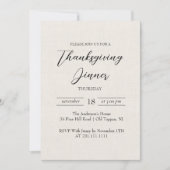 Eenvoudig en Elegant Canvas Thanksgiving Diner Kaart (Voorkant)