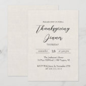 Eenvoudig en Elegant Canvas Thanksgiving Diner Kaart (Voorkant / Achterkant)