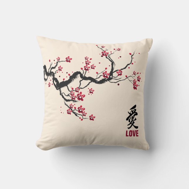 Eenvoudig en elegant Cherry Blossom Love Sierkusse Kussen (Voorkant)