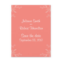 Eenvoudig en elegant Coral Pink Save the Date
