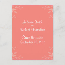 Eenvoudig en elegant Coral Pink Save the Date Aankondigingskaart