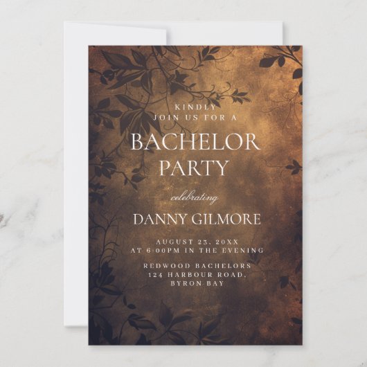 Eenvoudig en Elegant donker Bloemen Bachelor Party Kaart (Voorkant)