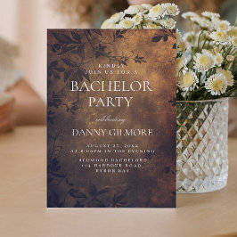 Eenvoudig en Elegant donker Bloemen Bachelor Party Kaart