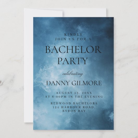 Eenvoudig en Elegant donkerblauw vrijgezellenfeest Kaart (Voorkant)