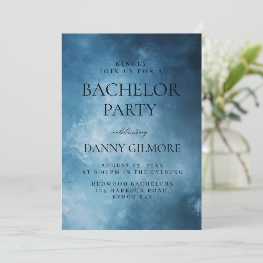 Eenvoudig en Elegant donkerblauw vrijgezellenfeest Kaart (Staand voorkant)