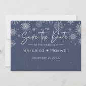 Eenvoudig en elegant donkerblauw winter met degeli save the date (Voorkant)