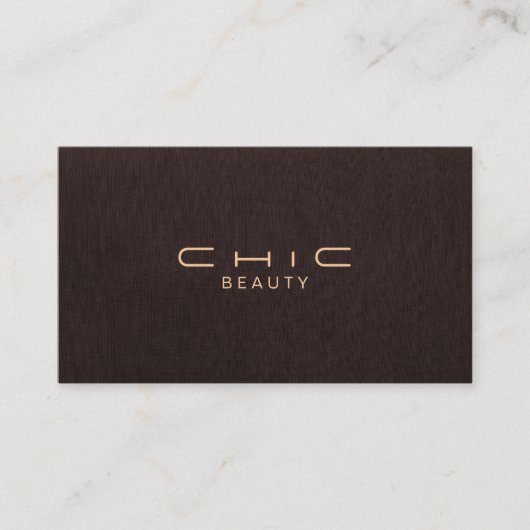 Eenvoudig en elegant, donkerbruine linnen visitekaartje (Voorkant)
