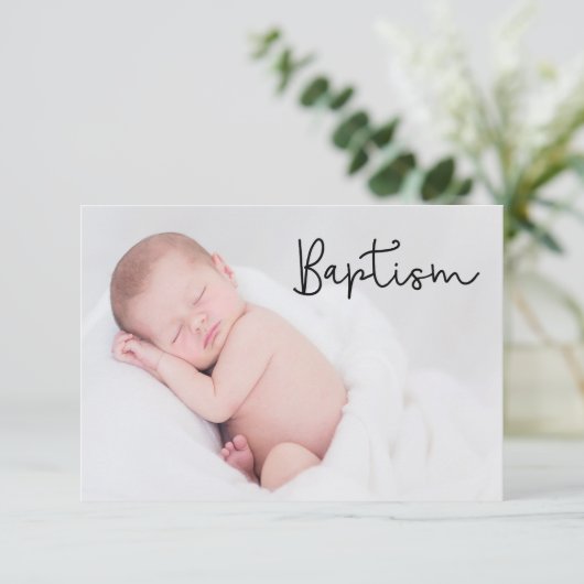 Eenvoudig en elegant | Doop Baby dank u kaart (Staand voorkant)