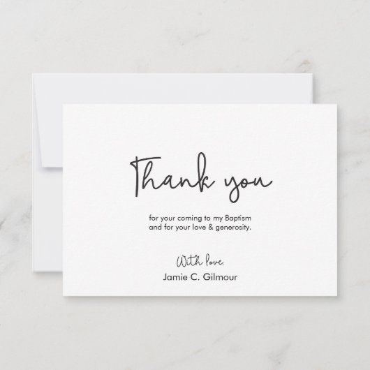 Eenvoudig en elegant | Doop Baby dank u kaart (Achterkant)