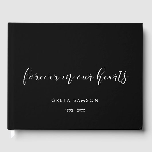 Eenvoudig en elegant Forever in ons hart begrafeni Gastenboek (Voorkant)