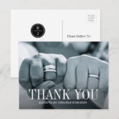 Eenvoudig en elegant fotohuwelijk bedankt Briefkaa Briefkaart (Voorkant / Achterkant)