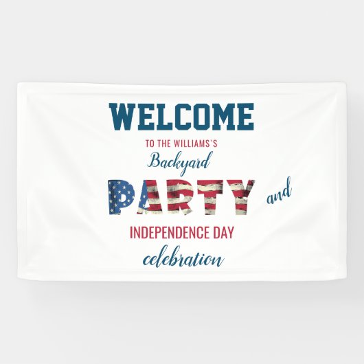Eenvoudig en Elegant Fourth of July Backyard Party Spandoek (Horizontaal)