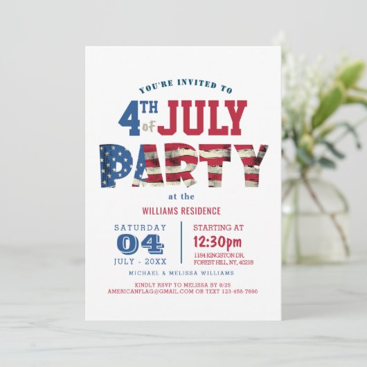 Eenvoudig en Elegant Fourth of July Party Kaart (Staand voorkant)