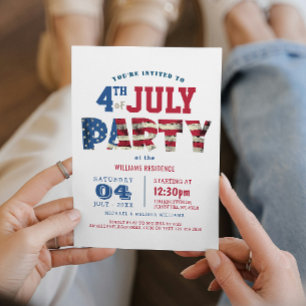 Eenvoudig en Elegant Fourth of July Party Kaart