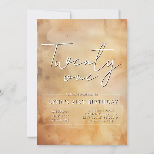 Eenvoudig en elegant geel 21e verjaardagsfeest kaart (Voorkant)