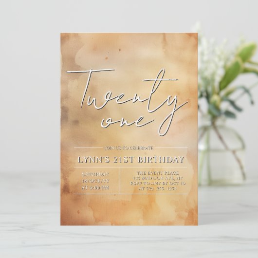 Eenvoudig en elegant geel 21e verjaardagsfeest kaart (Staand voorkant)