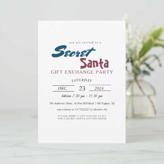 Eenvoudig en elegant geheim kerstfeest kaart (Staand voorkant)