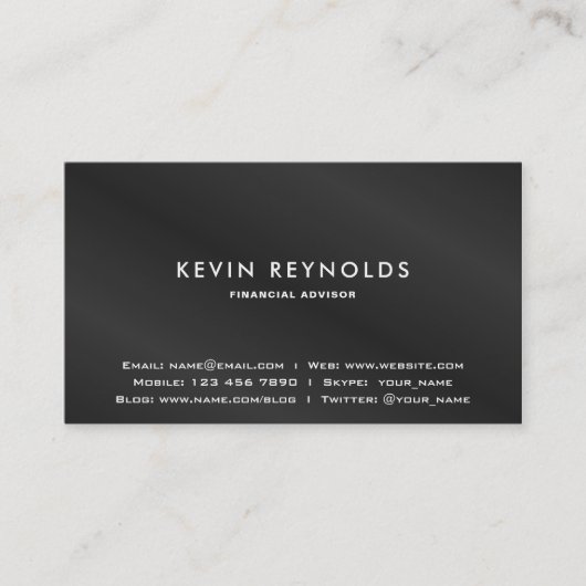 Eenvoudig en elegant gewoon zwart visitekaartje (Voorkant)