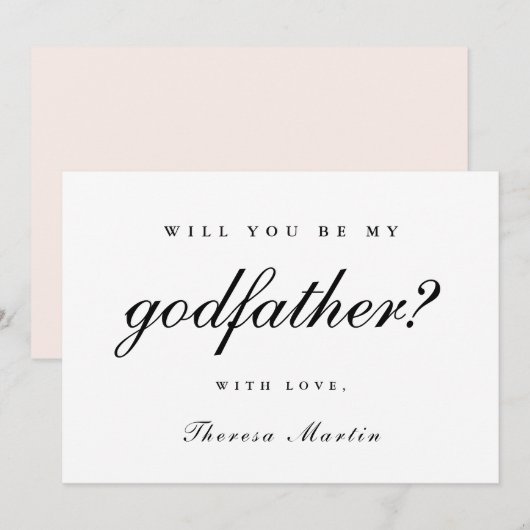 Eenvoudig en Elegant Godfather Voorstel Roze Kaart (Voorkant / Achterkant)