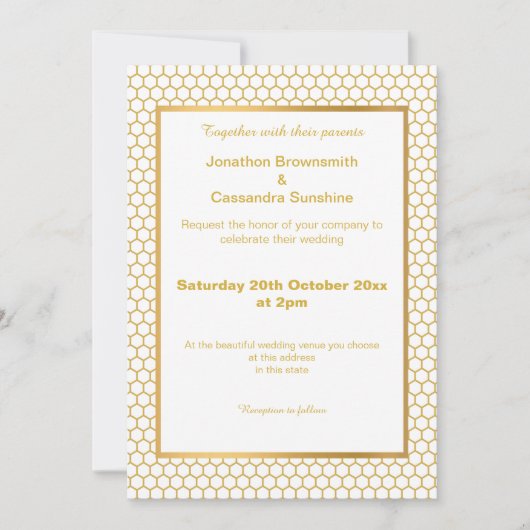 EENVOUDIG EN ELEGANT GOLD WHITE HEXAGON PATTERN KAART (Voorkant)