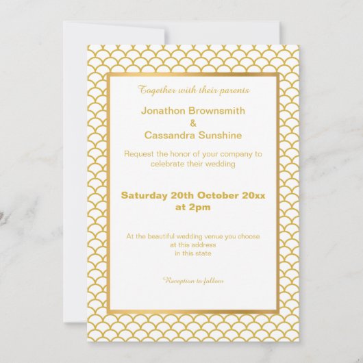 EENVOUDIG EN ELEGANT GOLD WHITE MERMAID SCALE PATR KAART (Voorkant)