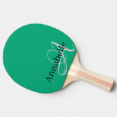 Eenvoudig en Elegant groen monogram en naam Tafeltennisbatje (Zijkant)