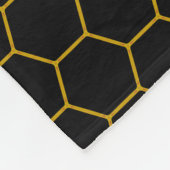 Eenvoudig en elegant honingraatpatroon zwart geel fleece deken (Hoek)