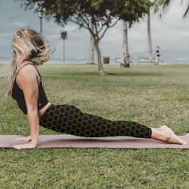 Eenvoudig en elegant honingraatpatroon zwart geel leggings