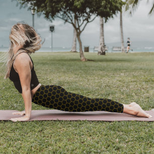 Eenvoudig en elegant honingraatpatroon zwart geel leggings