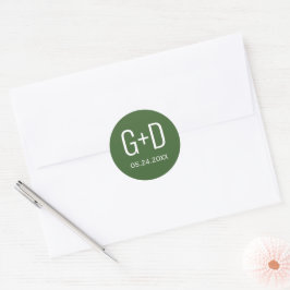 Eenvoudig en elegant initiaal met meer groene brui ronde sticker