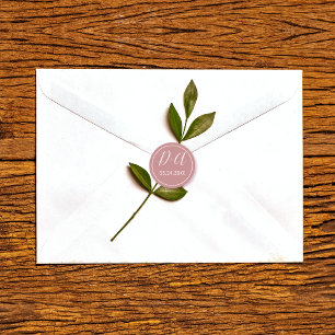 Eenvoudig en elegant initiaal met stoffige rozen b ronde sticker