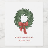 Eenvoudig en elegant kerstgeschut | Vakantie Wijn Etiket (Enkel label)