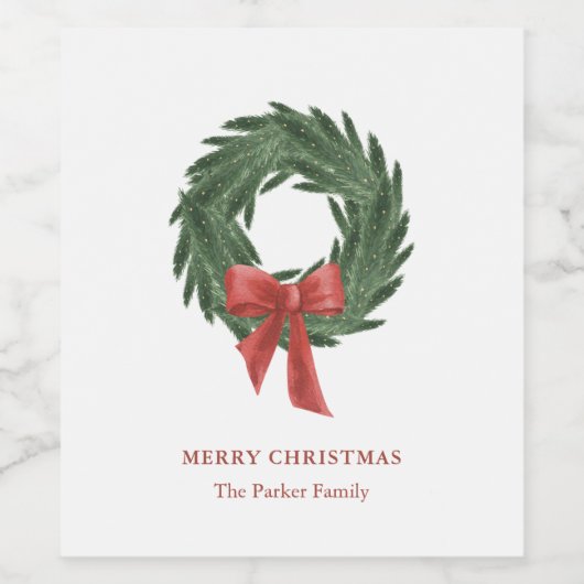 Eenvoudig en elegant kerstgeschut | Vakantie Wijn Etiket (Enkel label)