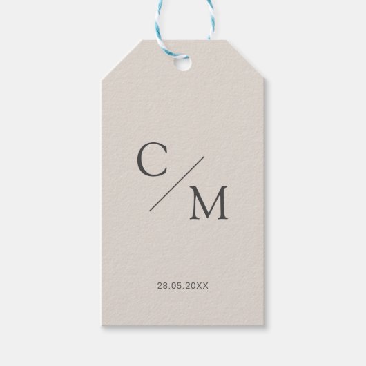 Eenvoudig en elegant monogram cadeaulabel (Voorkant)