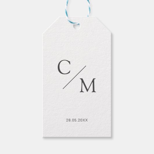 Eenvoudig en elegant monogram cadeaulabel (Voorkant)