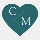 Eenvoudig en elegant monogram hart sticker (Voorkant)