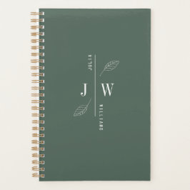Eenvoudig en elegant Monogram Mineraal Groen Planner