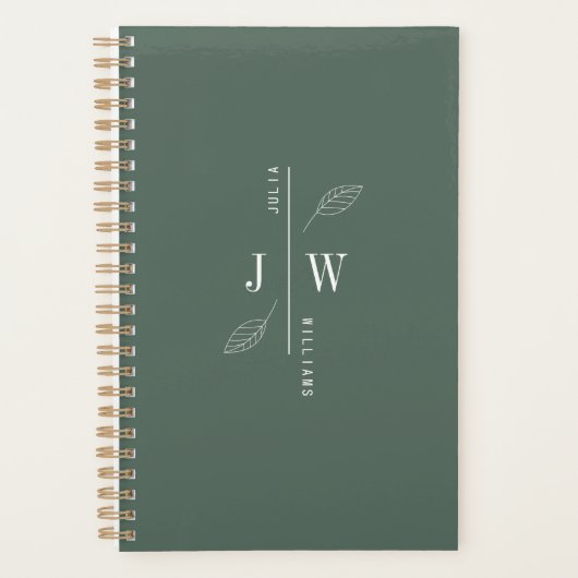Eenvoudig en elegant Monogram Mineraal Groen Planner (Voorkant)