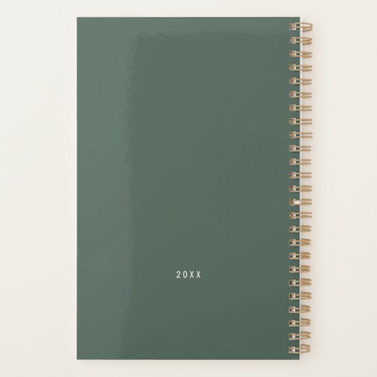 Eenvoudig en elegant Monogram Mineraal Groen Planner (Achterkant)