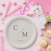 Eenvoudig en elegant monogram papieren bordje (Feest)