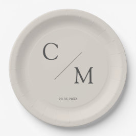 Eenvoudig en elegant monogram papieren bordje